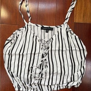 Kendall & Kylie Striped Lace-Up Camisole